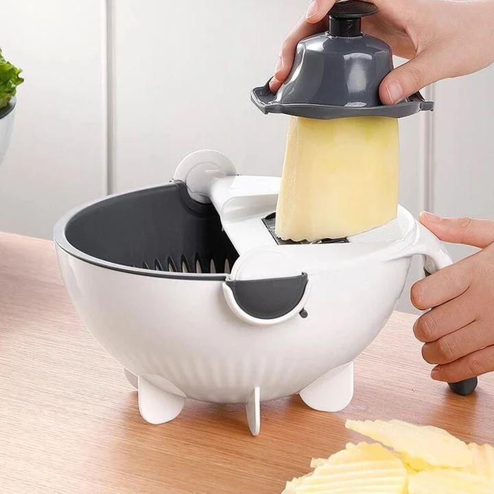 7-in-1 Vegetable Chopper Stainless Steel | 7 Interchangeable Blades with Peeler &amp; Grater | Dishwasher-Safe Kitchen Prep Set