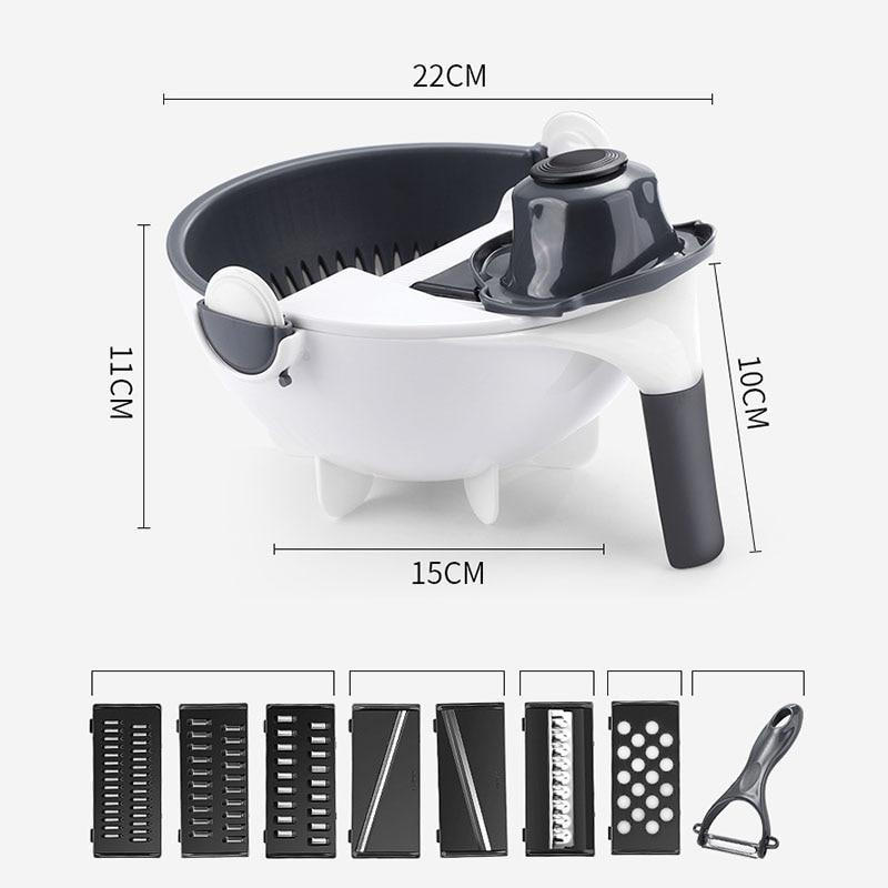 7-in-1 Vegetable Chopper Stainless Steel | 7 Interchangeable Blades with Peeler &amp; Grater | Dishwasher-Safe Kitchen Prep Set