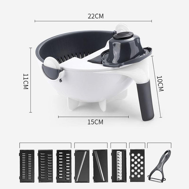 7-in-1 Vegetable Chopper Stainless Steel | 7 Interchangeable Blades with Peeler &amp; Grater | Dishwasher-Safe Kitchen Prep Set