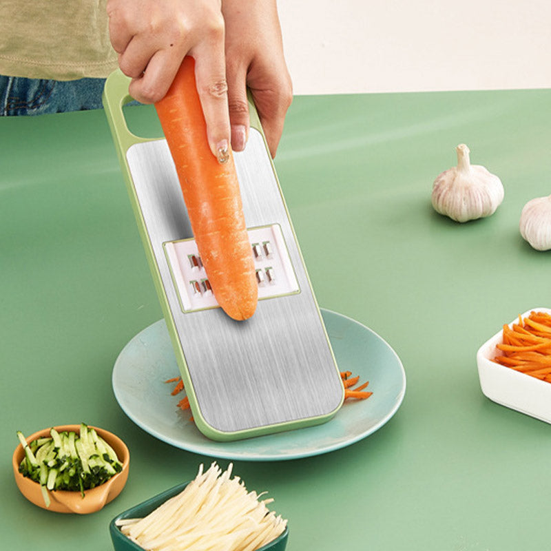 7-in-1 Vegetable Slicer Stainless Steel 29 x 10 cm | Green | Hand Guard, Interchangeable Blades for Safe Slicing