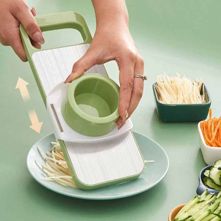 7-in-1 Vegetable Slicer Stainless Steel 29 x 10 cm | Green | Hand Guard, Interchangeable Blades for Safe Slicing
