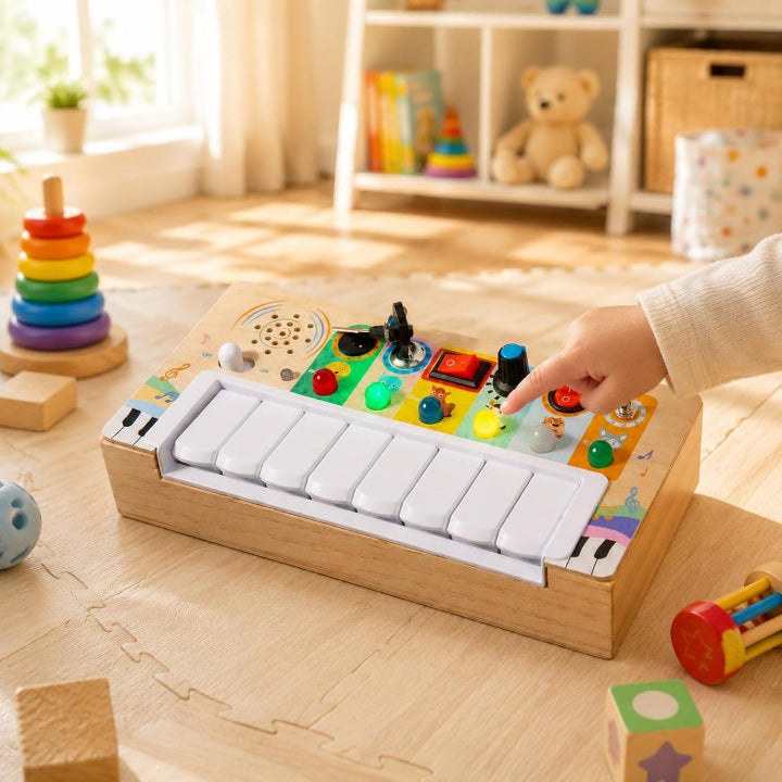 Baby Piano Activity Board 8 Keys Light Sound Animal Toy 4