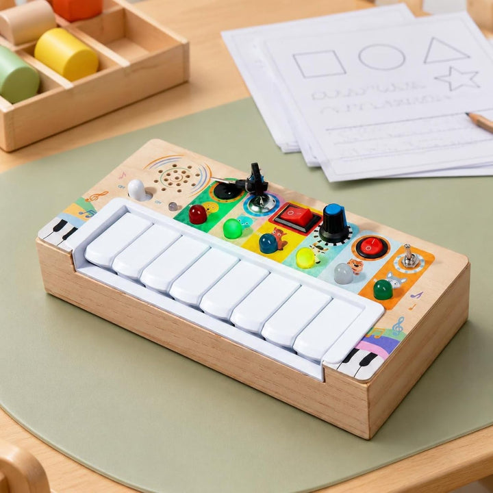 Baby Piano Activity Board 8 Keys Light Sound Animal Toy 5