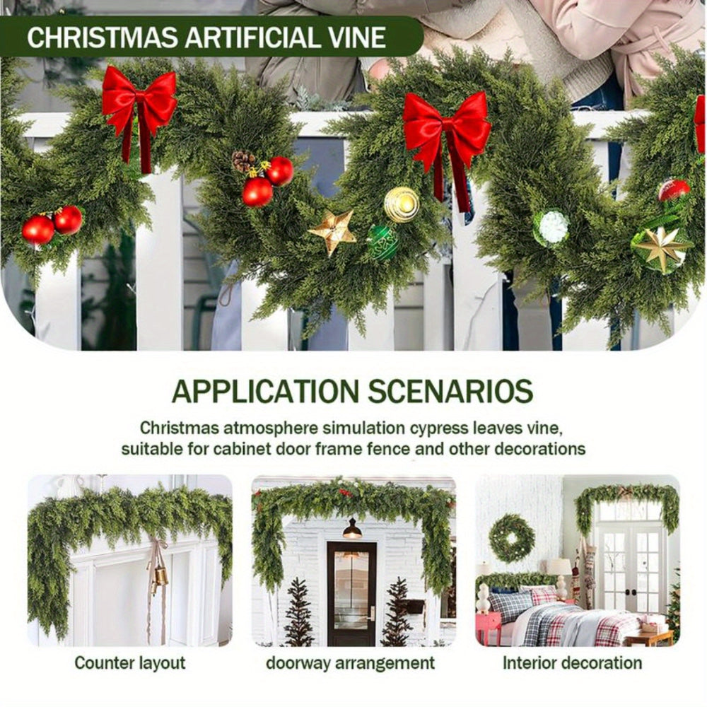 Christmas Garland Artificial Greenery | 2pcs Unlit Strand | Bends Smoothly for Mantle, Stair Rail &amp; Doorway Trim 9