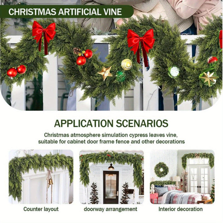 Christmas Garland Artificial Greenery | 2pcs Unlit Strand | Bends Smoothly for Mantle, Stair Rail &amp; Doorway Trim 9