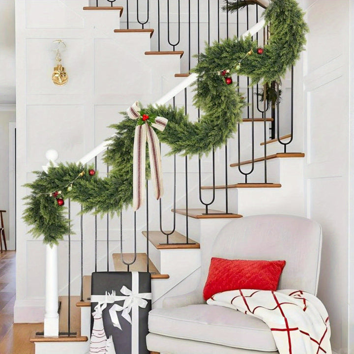 Christmas Garland Artificial Greenery | 2pcs Unlit Strand | Bends Smoothly for Mantle, Stair Rail &amp; Doorway Trim 6