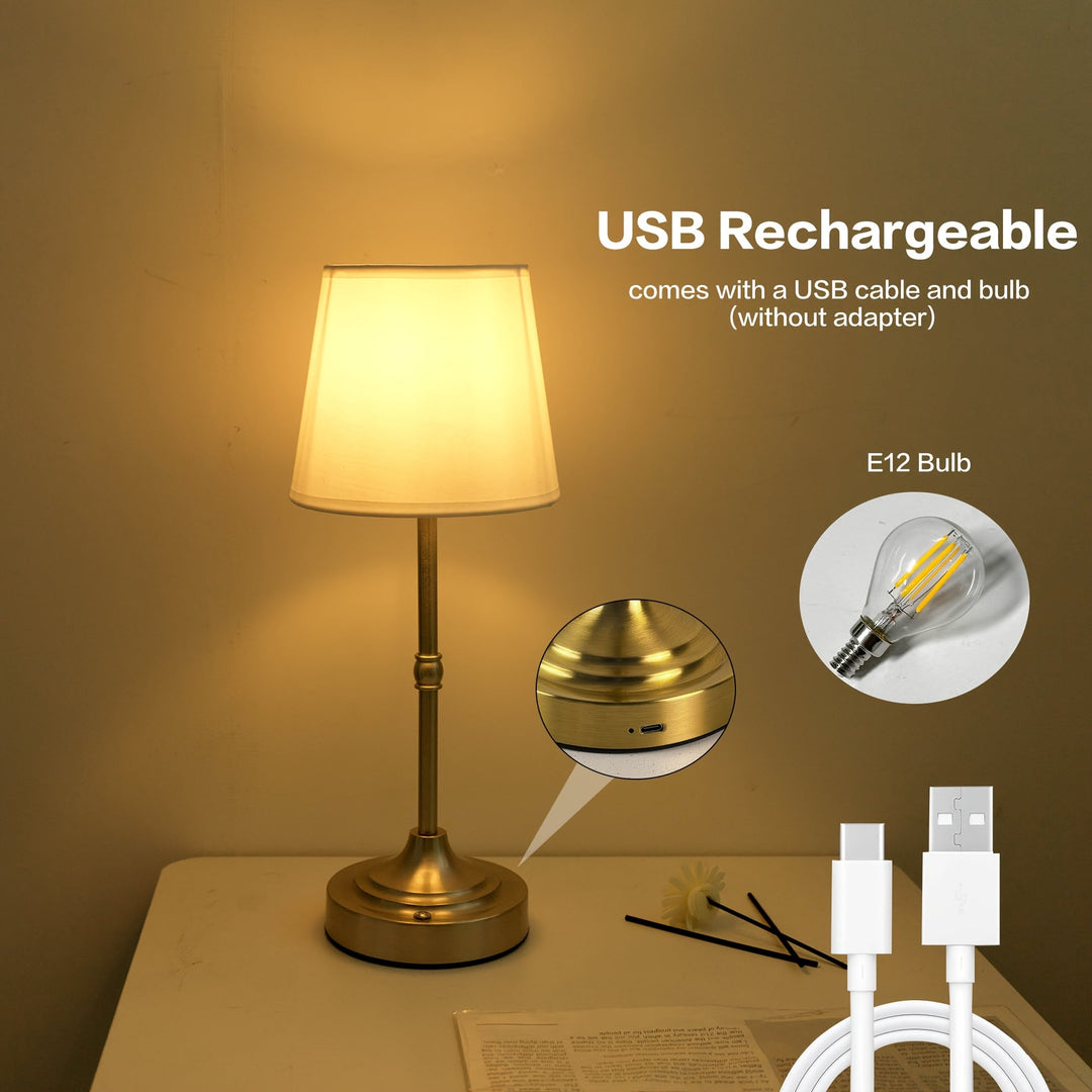 Cordless Table Lamp Brushed Metal | Touch Dimmable, USB Rechargeable | Soft Ambient Glow for Bedside &amp; Living Spaces 9