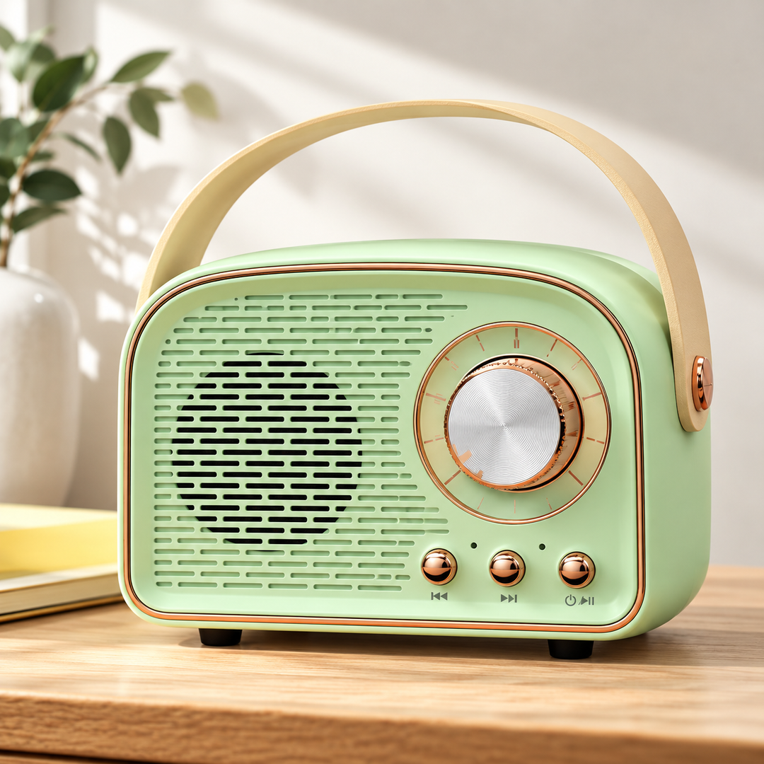 Retro Bluetooth Speaker FM Radio Rechargeable Carry Handle 9