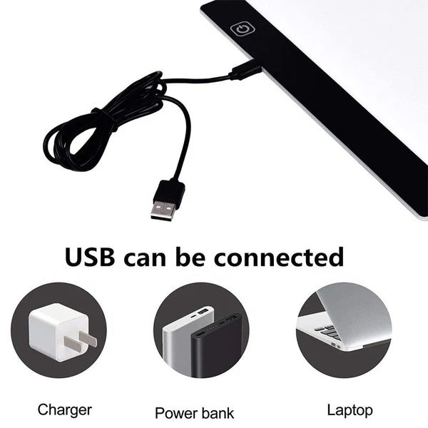 A4 LED Tracing Light Box | Three-Level Dimmable Brightness | Flicker-Free, USB-Powered, Slim Portable Design for Art