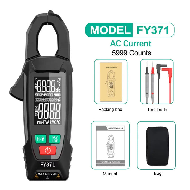 AC DC Clamp Meter | True RMS Auto-Ranging with NCV Detection | 600V Voltage &amp; 200A Current Tester with Continuity