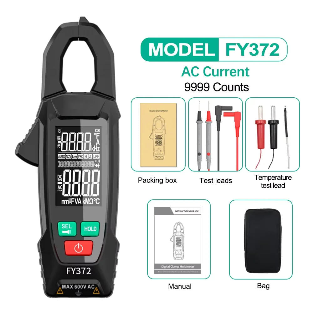 AC DC Clamp Meter | True RMS Auto-Ranging with NCV Detection | 600V Voltage &amp; 200A Current Tester with Continuity