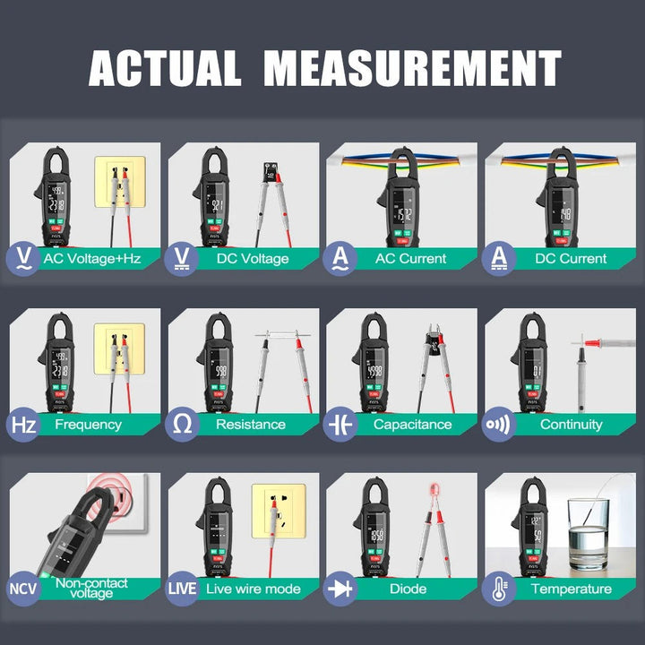 AC DC Clamp Meter | True RMS Auto-Ranging with NCV Detection | 600V Voltage &amp; 200A Current Tester with Continuity