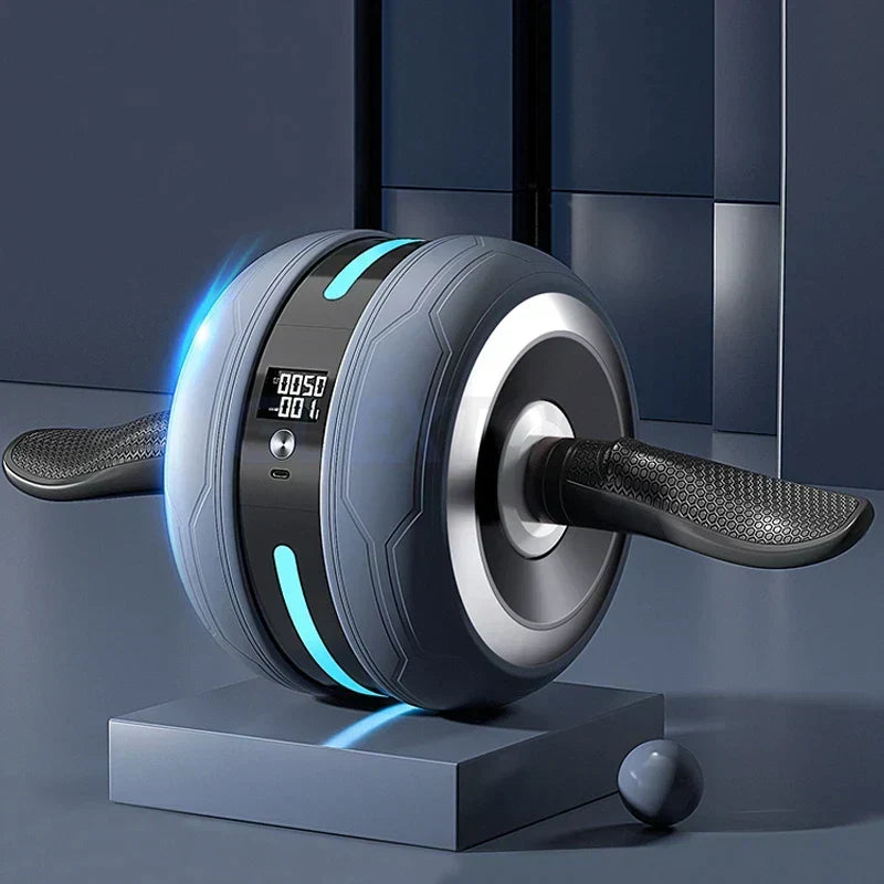 Ab Roller Automatic Rebound Non-Slip Fitness Compact with LED Counter