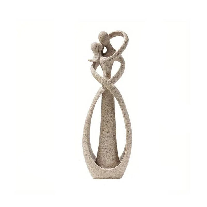 Abstract Figurine | Stone-Effect Embracing Couple Sculpture for Shelves, Desks and Consoles