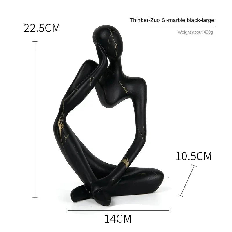 Abstract Sculpture Tabletop Resin Thinker Figure with Smooth Finish