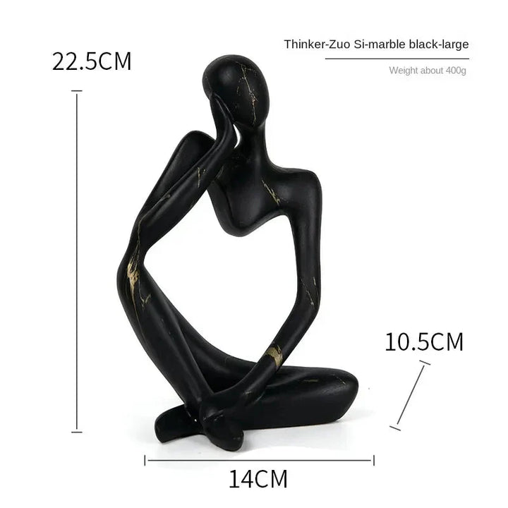 Abstract Sculpture Tabletop Resin Thinker Figure with Smooth Finish