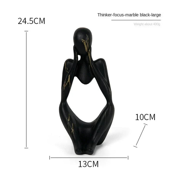 Abstract Sculpture Tabletop Resin Thinker Figure with Smooth Finish