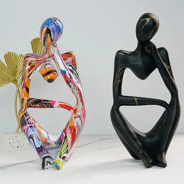 Abstract Sculpture Tabletop Resin Thinker Figure with Smooth Finish