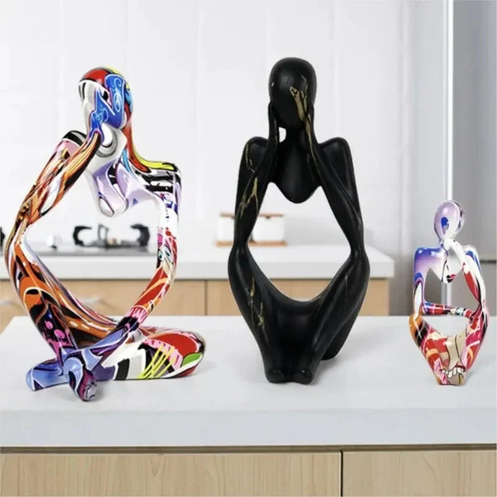 Abstract Sculpture Tabletop Resin Thinker Figure with Smooth Finish