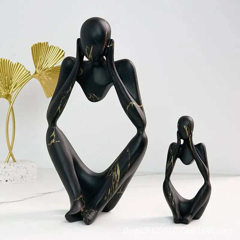 Abstract Sculpture Tabletop Resin Thinker Figure with Smooth Finish