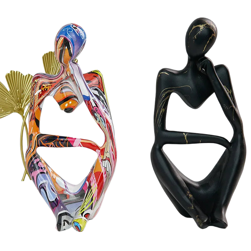 Abstract Sculpture Tabletop Resin Thinker Figure with Smooth Finish
