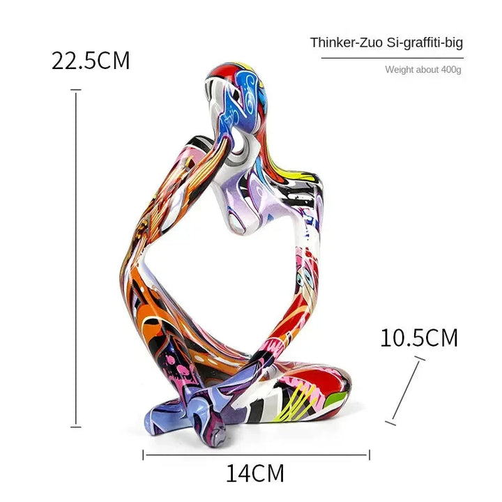 Abstract Sculpture Tabletop Resin Thinker Figure with Smooth Finish