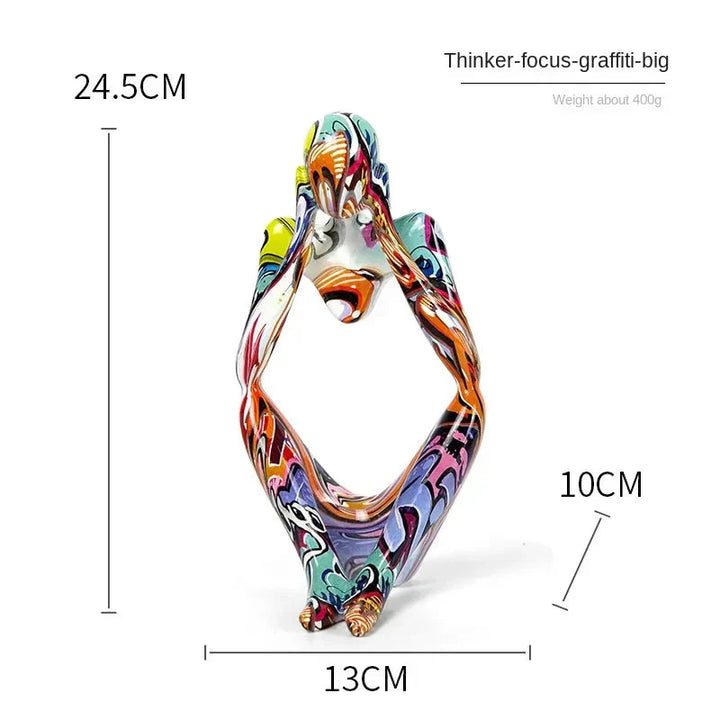 Abstract Sculpture Tabletop Resin Thinker Figure with Smooth Finish