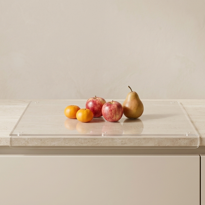 Acrylic Cutting Board | Clear Top With A Counter Lip