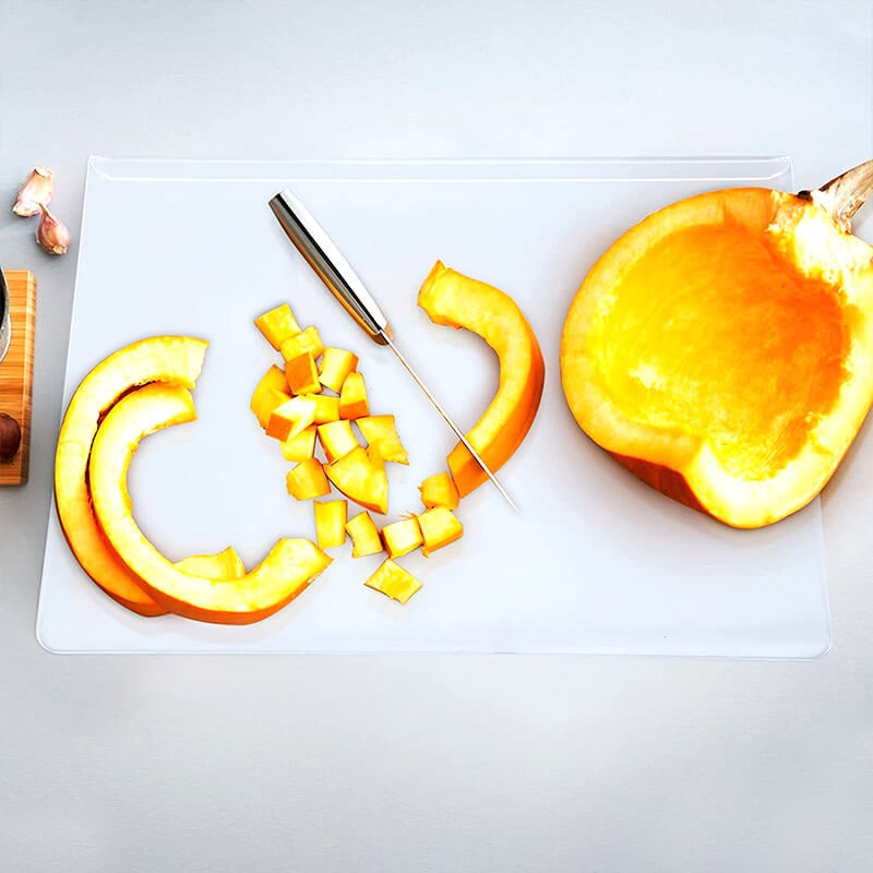 Acrylic Cutting Board Plastic | Non-Slip Feet & Counter Lip Edge | Stain-Resistant Non-Porous Kitchen Chopping Surface