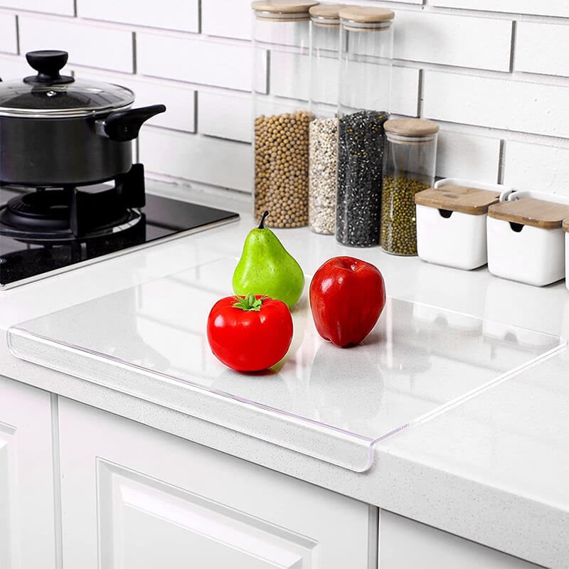 Acrylic Cutting Board Plastic | Non-Slip Feet &amp; Counter Lip Edge | Stain-Resistant Non-Porous Kitchen Chopping Surface