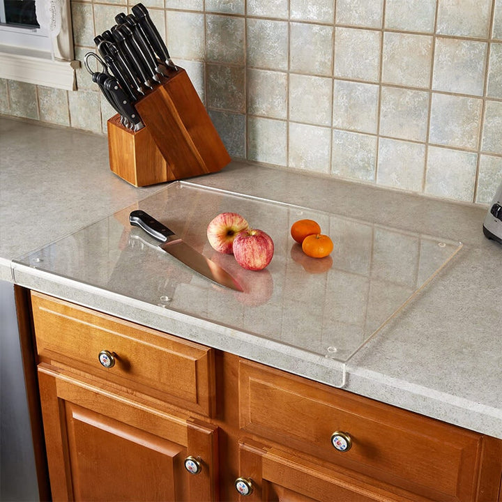 Acrylic Cutting Board Plastic | Non-Slip Feet &amp; Counter Lip Edge | Stain-Resistant Non-Porous Kitchen Chopping Surface