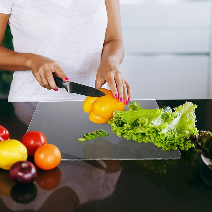 Acrylic Cutting Board Plastic | Non-Slip Feet &amp; Counter Lip Edge | Stain-Resistant Non-Porous Kitchen Chopping Surface
