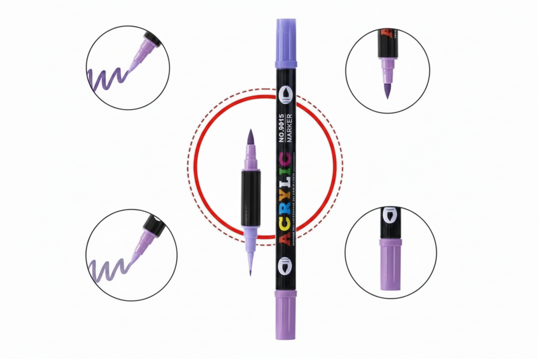 Acrylic Marker Set 36 Double-Sided Markers | 72 Colours, Fine &amp; Broad Tips | Quick-Drying, Smudge-Resistant Ink