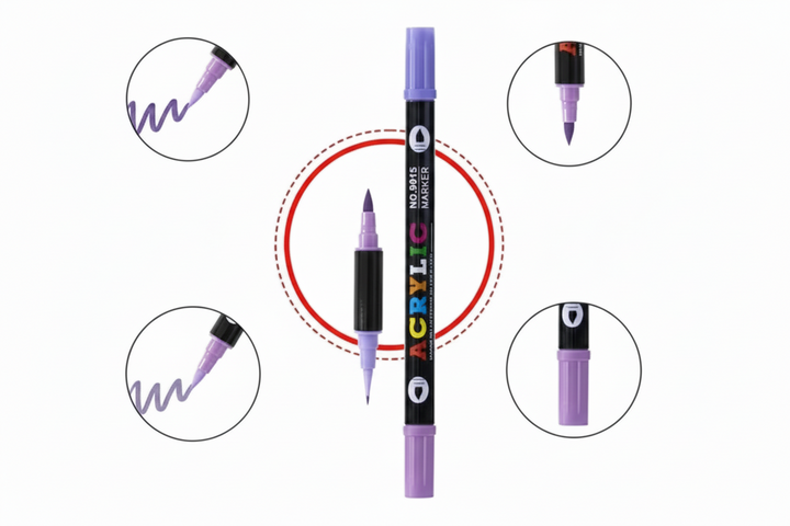 Acrylic Marker Set 36 Double-Sided Markers | 72 Colours, Fine &amp; Broad Tips | Quick-Drying, Smudge-Resistant Ink