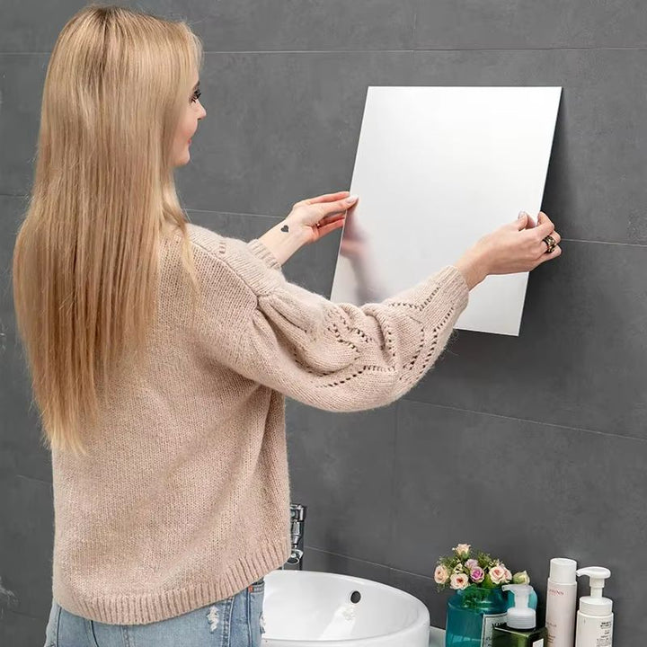 Acrylic Mirror Wall Stickers Set of 4 | Self-Adhesive Shatter-Resistant Sheets | Brightens &amp; Expands Any Room Instantly