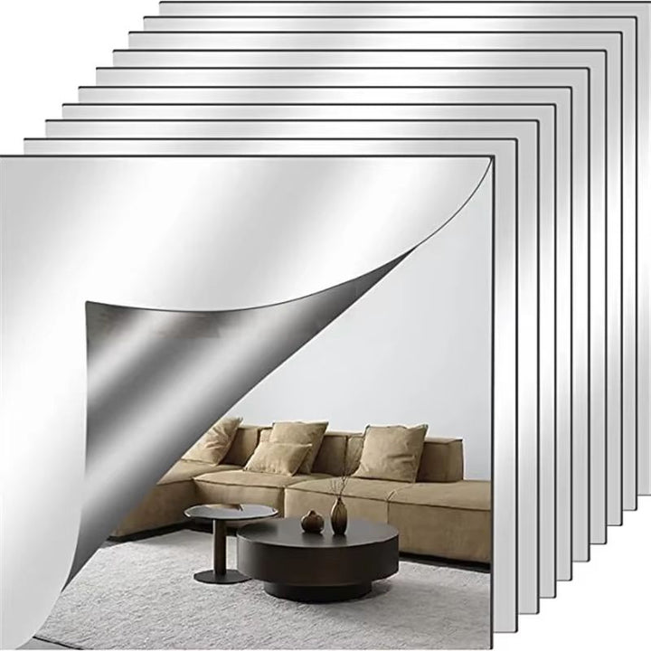 Acrylic Mirror Wall Stickers Set of 4 | Self-Adhesive Shatter-Resistant Sheets | Brightens &amp; Expands Any Room Instantly