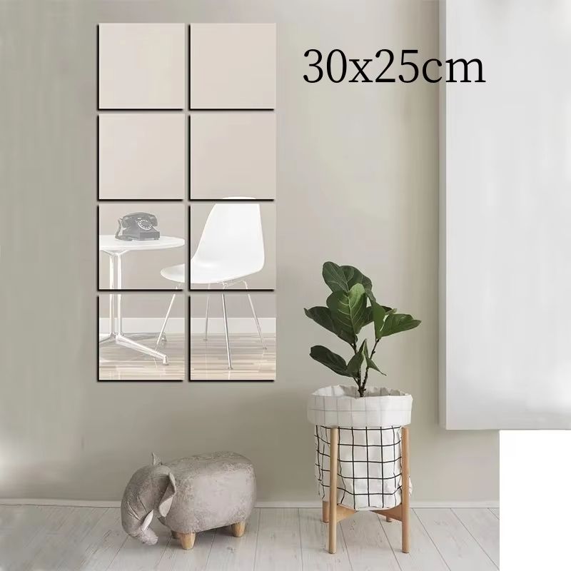 Acrylic Mirror Wall Stickers Set of 4 | Self-Adhesive Shatter-Resistant Sheets | Brightens & Expands Any Room Instantly
