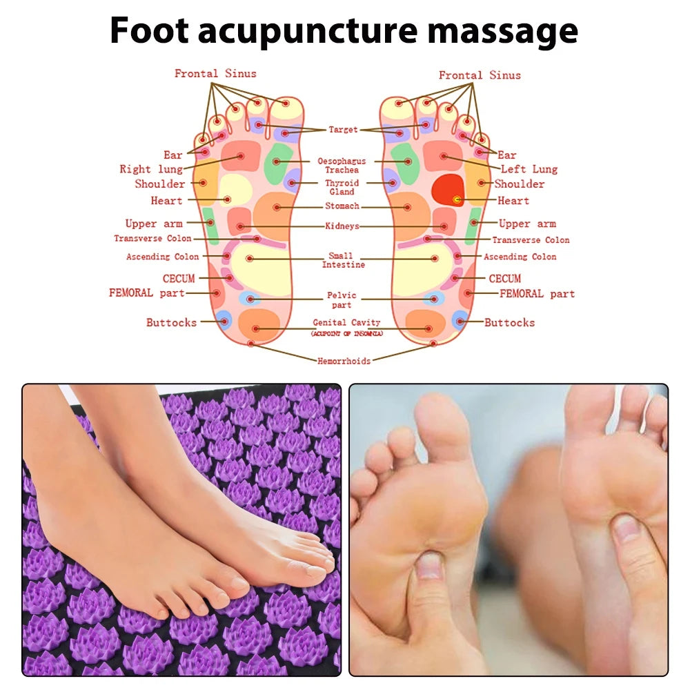 Acupressure Mat and Pillow Set | Non-Slip Spike Surface for Back and Neck | Relieves Muscle Tension and Stress
