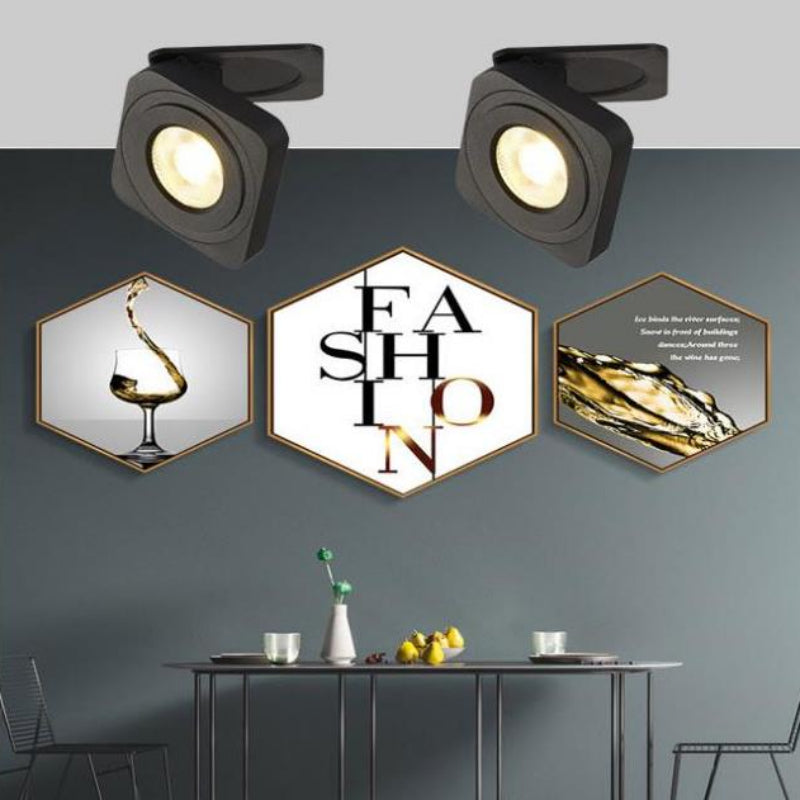 Adjustable Ceiling Light | Folding Head On A Slim Plate
