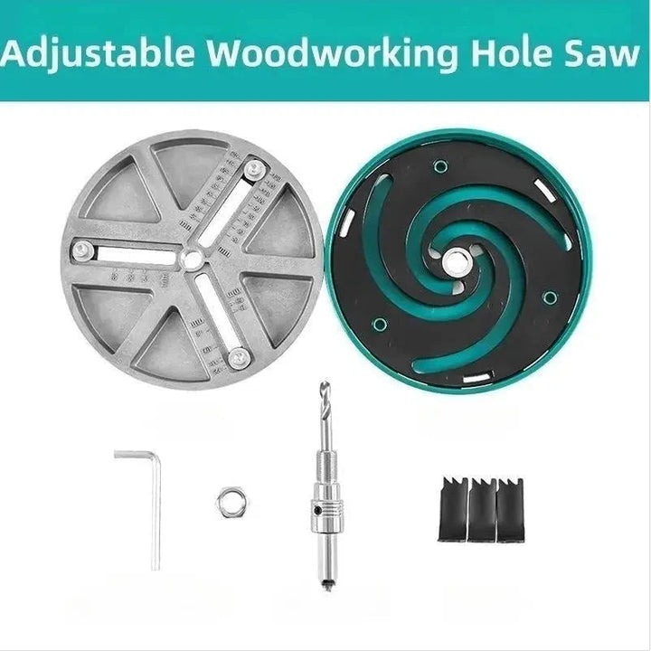 Adjustable Circle Cutter Drill Attachment | Three-Tooth Blades, Hex Shank | Precise Cuts in Drywall and Softwood