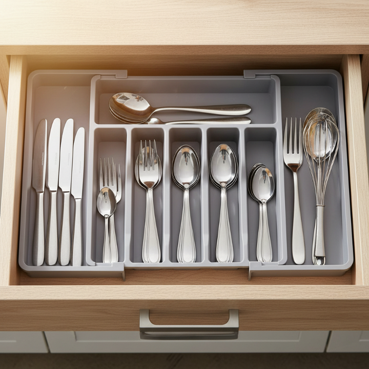 Adjustable Drawer Organiser Expandable Divided with Non-Slip Base