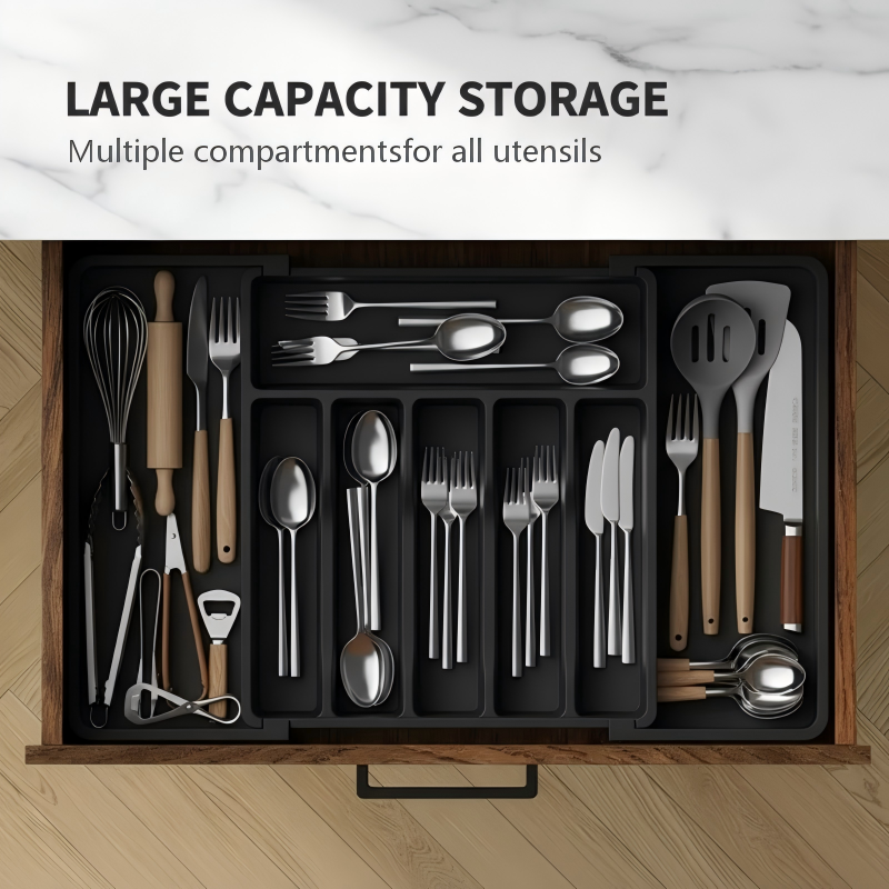 Adjustable Drawer Organiser Expandable Divided with Non-Slip Base