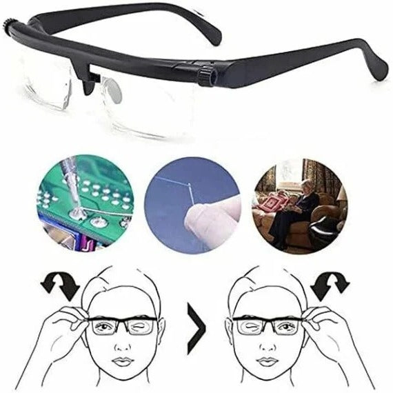 Adjustable Focus Reading Glasses | Dial-Controlled Lenses for Near and Far Vision | Lightweight TR90 Flexible Frame