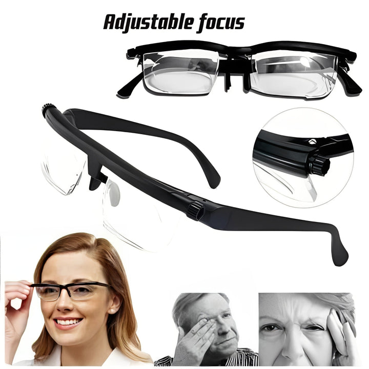 Adjustable Focus Reading Glasses | Dial-Controlled Lenses for Near and Far Vision | Lightweight TR90 Flexible Frame