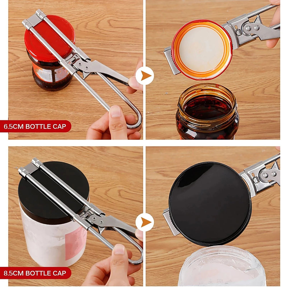 Adjustable Jar Opener Stainless Steel | Lever Action, Non-Slip Grip | Multi-Purpose Tool for Jars, Bottles, Containers