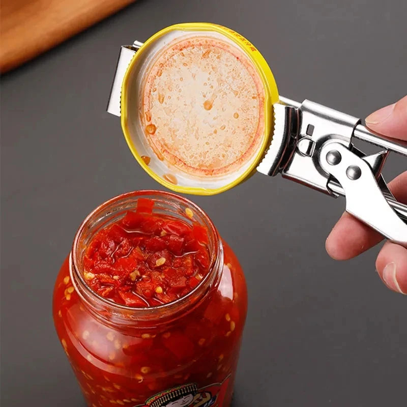 Adjustable Jar Opener Stainless Steel | Lever Action, Non-Slip Grip | Multi-Purpose Tool for Jars, Bottles, Containers