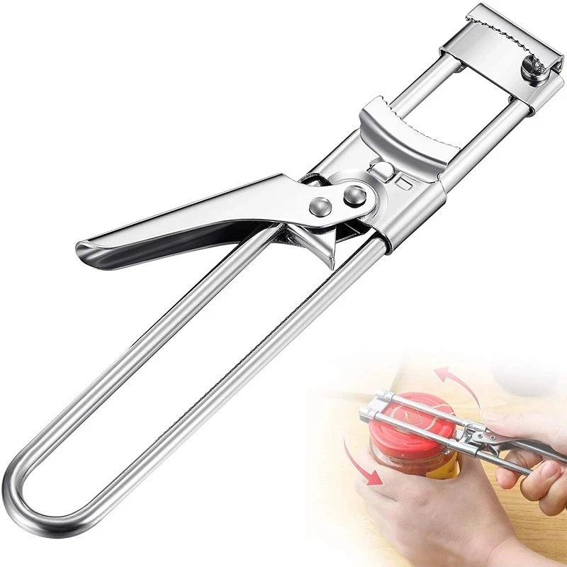 Adjustable Jar Opener Stainless Steel | Lever Action, Non-Slip Grip | Multi-Purpose Tool for Jars, Bottles, Containers