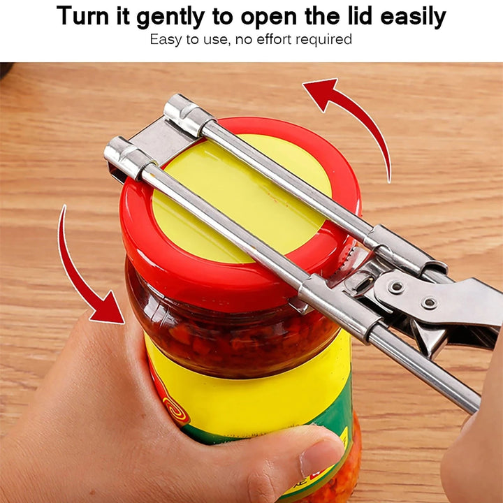 Adjustable Jar Opener Stainless Steel | Lever Action, Non-Slip Grip | Multi-Purpose Tool for Jars, Bottles, Containers