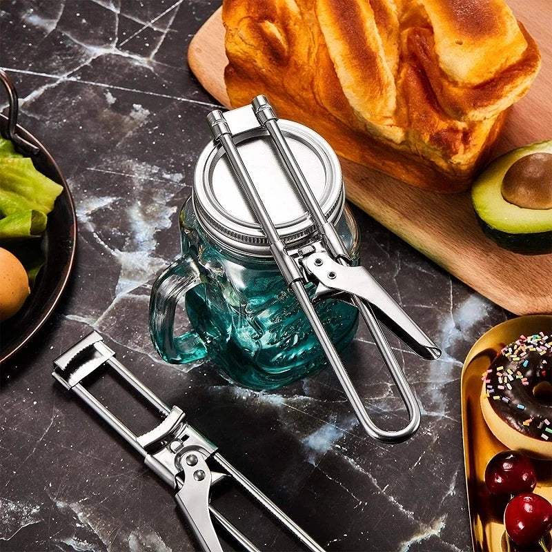 Adjustable Jar Opener Stainless Steel | Lever Action, Non-Slip Grip | Multi-Purpose Tool for Jars, Bottles, Containers