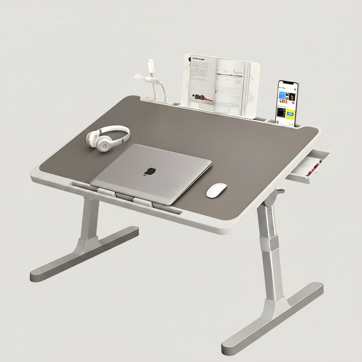 Adjustable Laptop Stand for Bed Aluminium | Folding Desk with Storage Drawer | Ergonomic Height and Tilt Support
